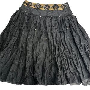 oh yes! A Line Skirt Women Large Black Tiered Boho Bead Sequin Festival Size 2X